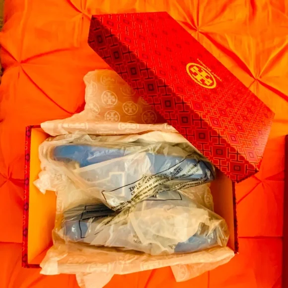 TORY BURCH [womens] Slide Sandals  : Vintage Blue / Ivory  “” RARE’’ - Picture 4 of 5